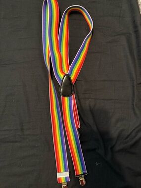 Rainbow Stripe Men's Suspenders - Vibrant Multicolor
